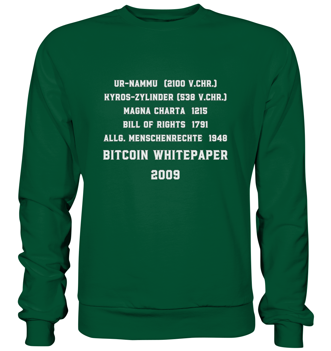 Wichtigste Dokumente der Welt bis zum BITCOIN Whitepaper (2009) - Basic Sweatshirt