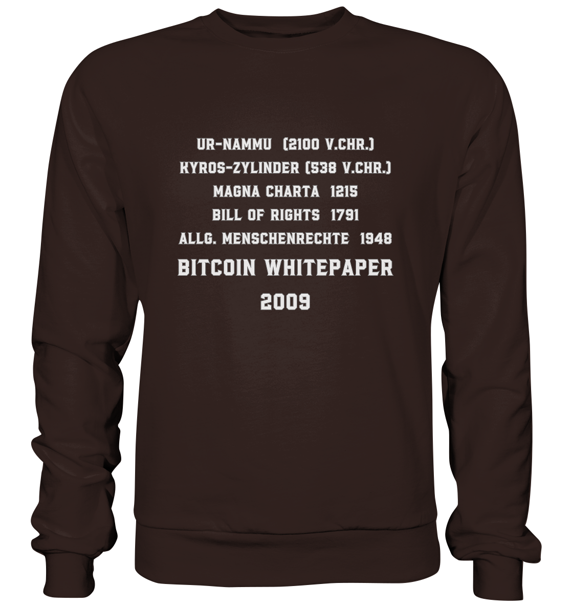 Wichtigste Dokumente der Welt bis zum BITCOIN Whitepaper (2009) - Basic Sweatshirt