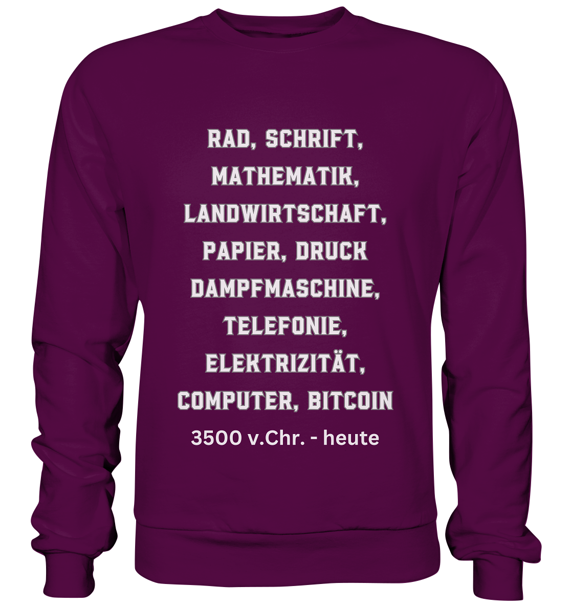 Erfindungen 3500 v. Chr. bis heute zu Bitcoin - Basic Sweatshirt