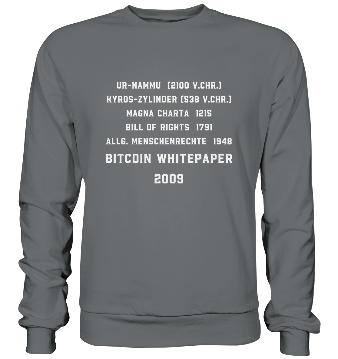 Wichtigste Dokumente der Welt bis zum BITCOIN Whitepaper (2009) - Basic Sweatshirt
