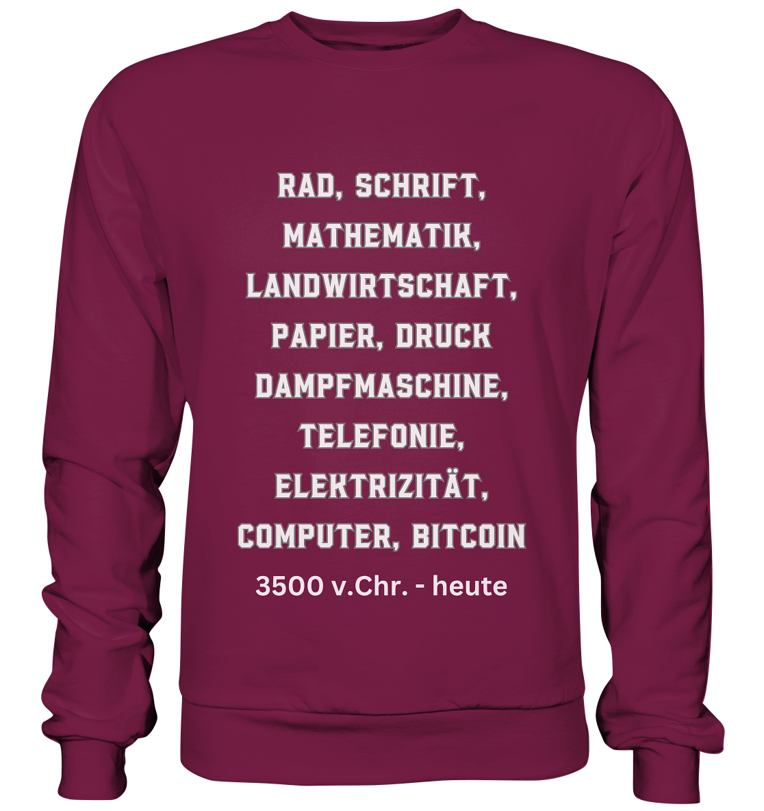 Erfindungen 3500 v. Chr. bis heute zu Bitcoin - Basic Sweatshirt