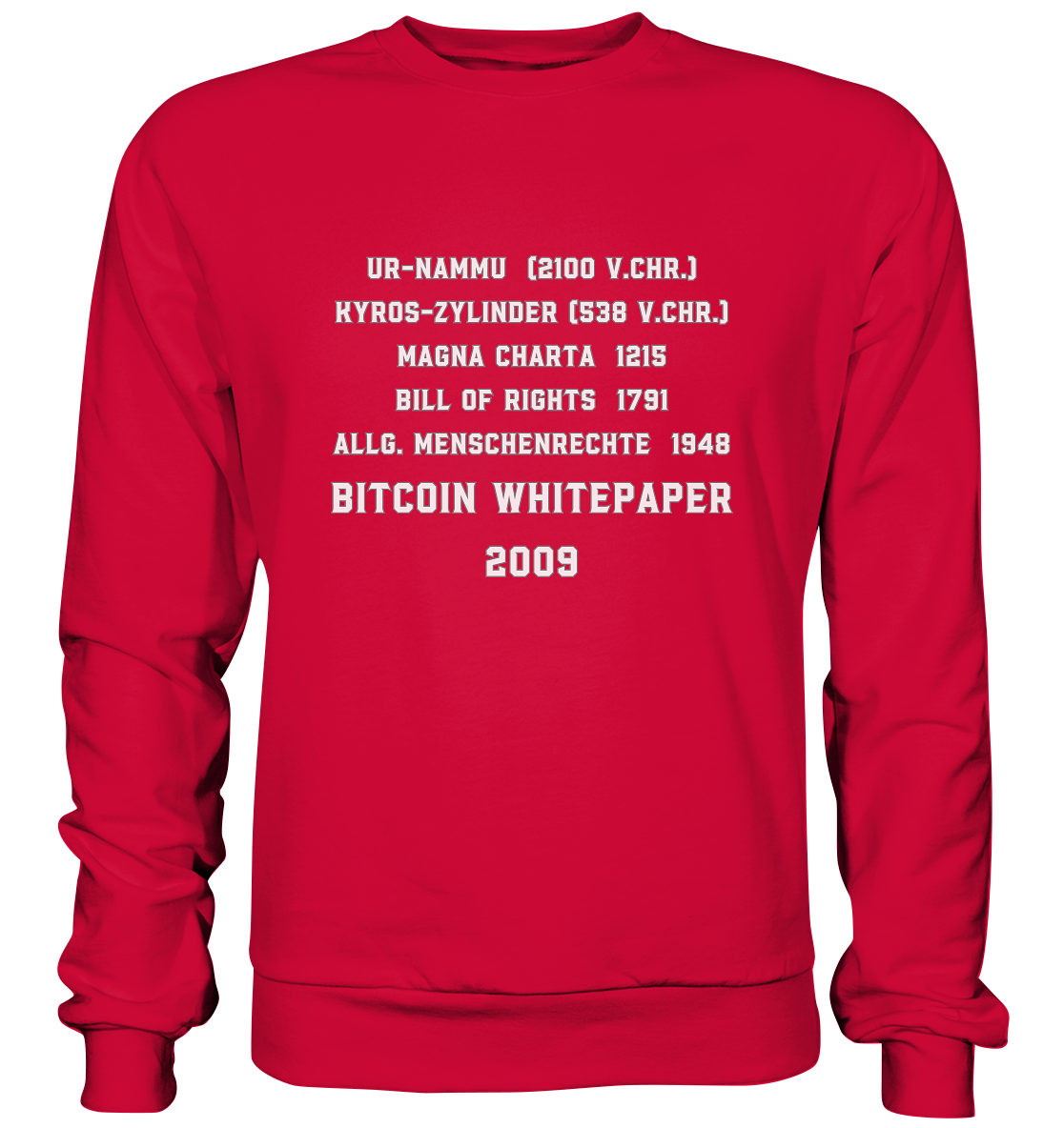 Wichtigste Dokumente der Welt bis zum BITCOIN Whitepaper (2009) - Basic Sweatshirt