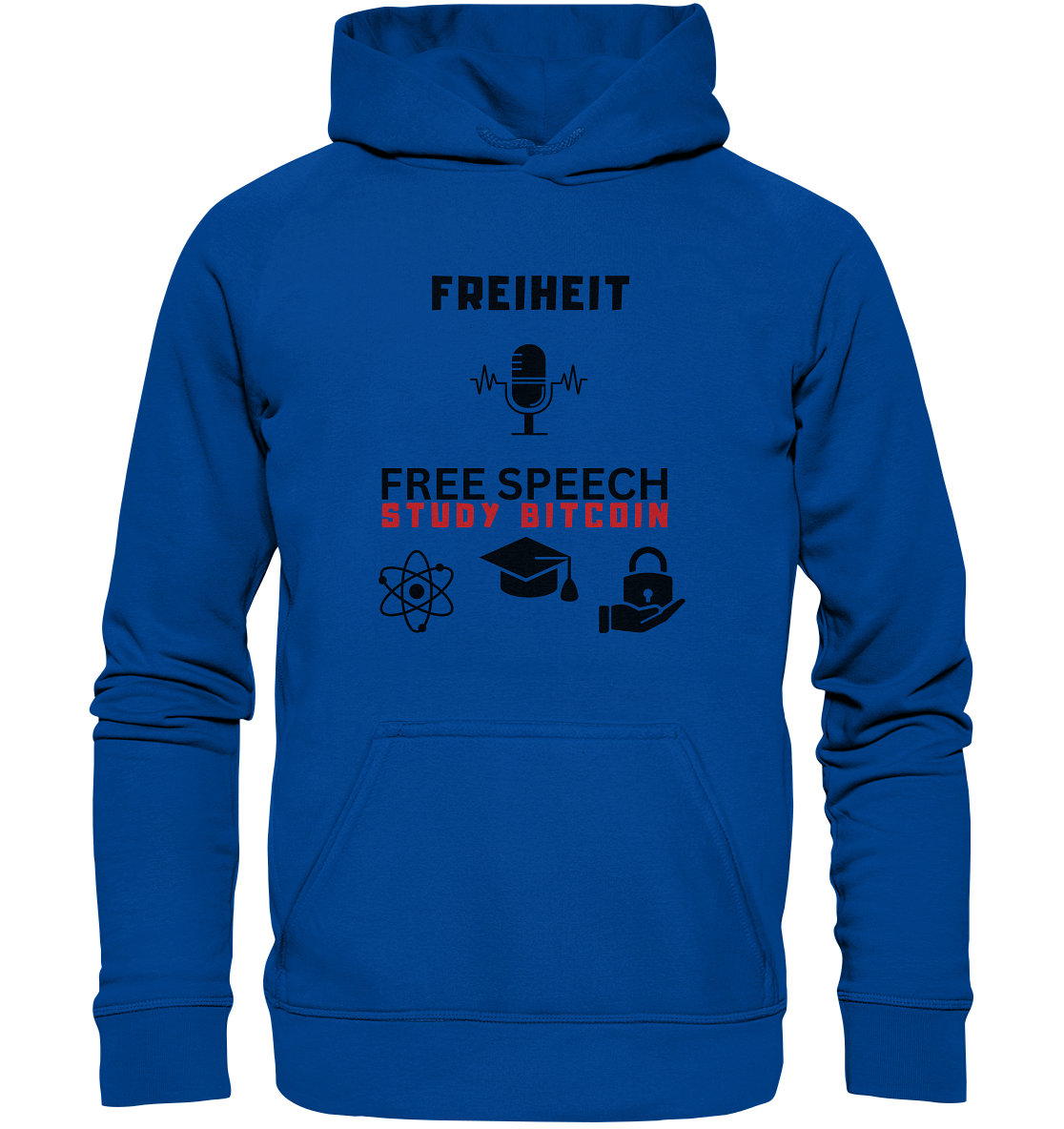 FREIHEIT (Mikrofon) FREE SPEECH, STUDY BITCOIN (+ 3 Grafiken) - Basic Unisex Hoodie