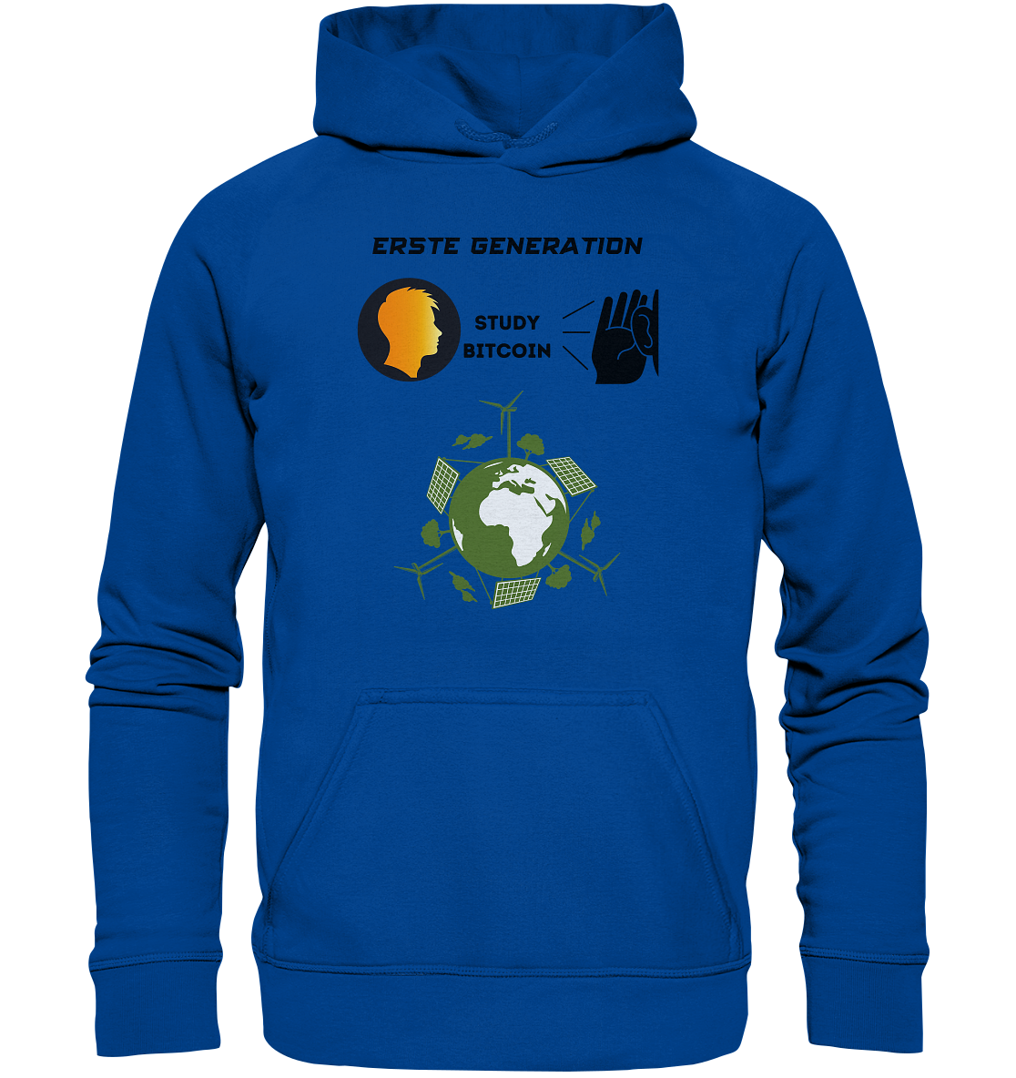 ERSTE (BITCOIN) GENERATION - STUDY BITCOIN (green world Grafik) - LADIES COLLECTION 21% automat. Rabatt bis zum Halving 2024  - Basic Unisex Hoodie