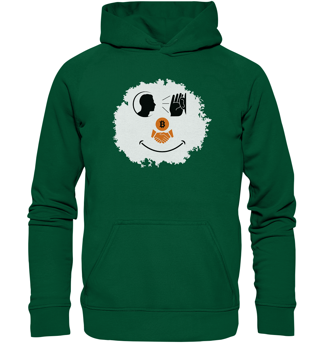 Smiley listen to Bitcoin handshake - (Ladies Collection 21% Rabatt bis zum Halving 2024)  - Basic Unisex Hoodie