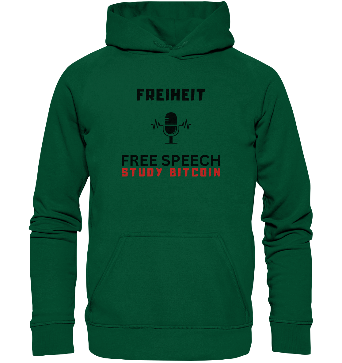 FREIHEIT (Mikrofon) FREE SPEECH, STUDY BITCOIN  - Basic Unisex Hoodie