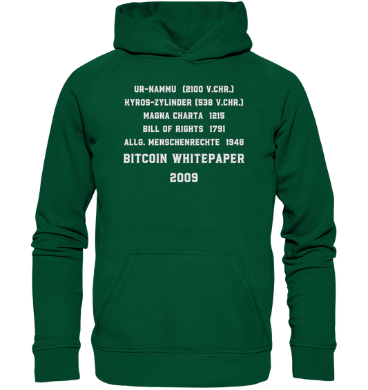 Wichtigste Dokumente der Welt bis zum BITCOIN Whitepaper (2009) - Basic Unisex Hoodie