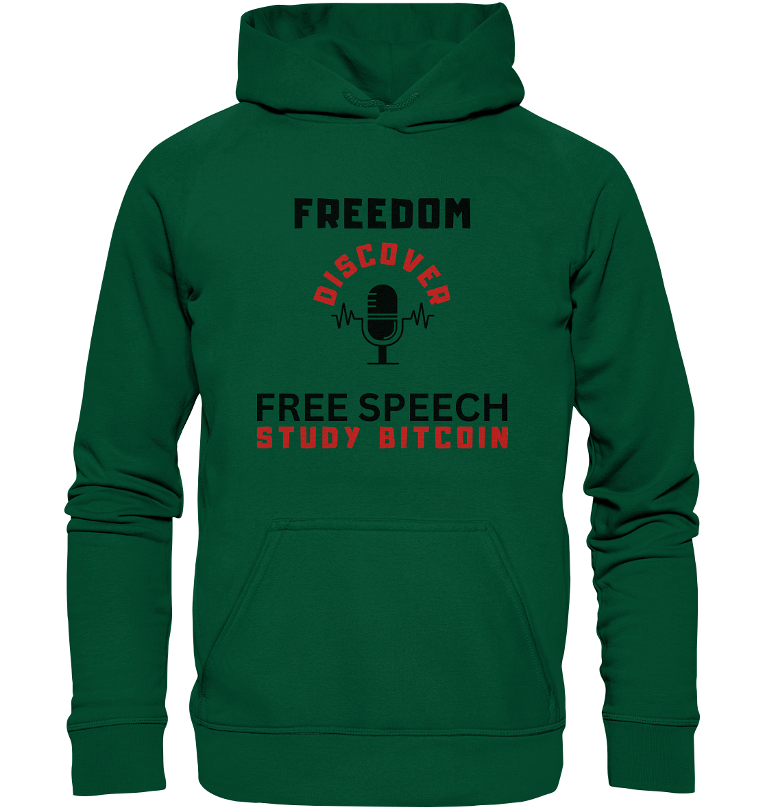 FREEDOM (Mikrofon) DISCOVER FREE SPEECH, STUDY BITCOIN   - Basic Unisex Hoodie