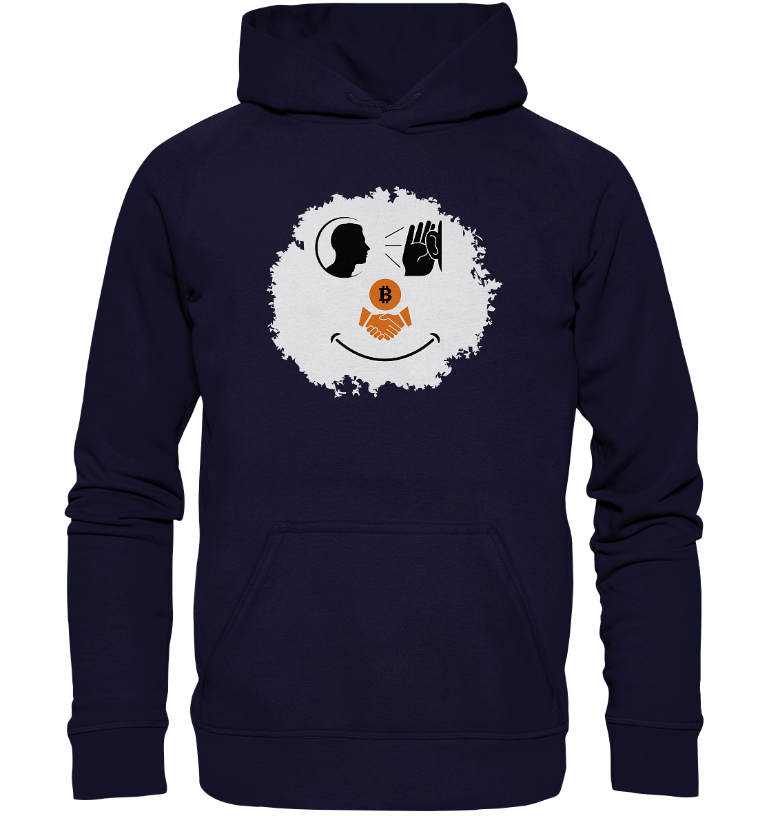 Smiley listen to Bitcoin handshake - (Ladies Collection 21% Rabatt bis zum Halving 2024)  - Basic Unisex Hoodie