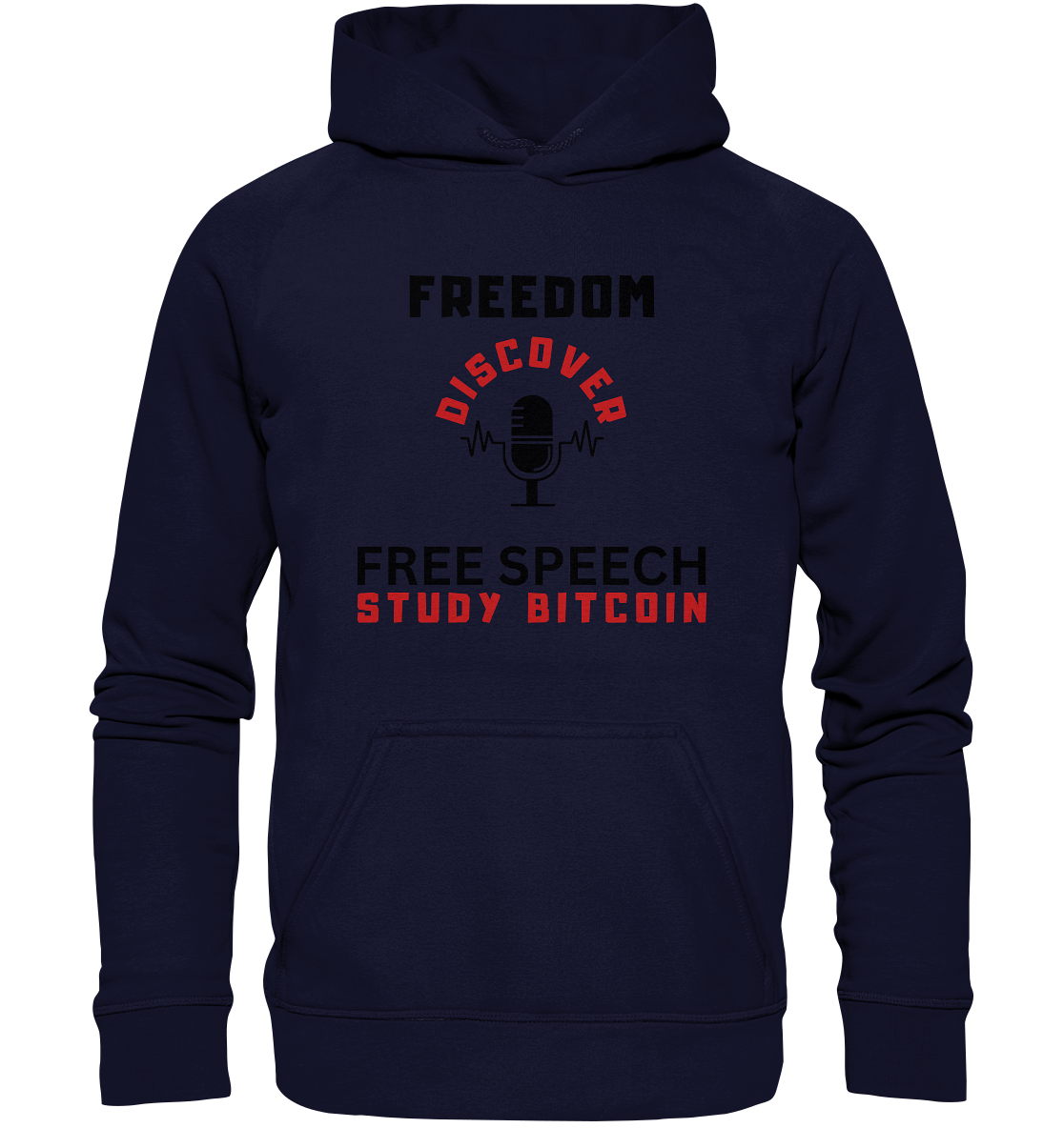 FREEDOM (Mikrofon) DISCOVER FREE SPEECH, STUDY BITCOIN   - Basic Unisex Hoodie