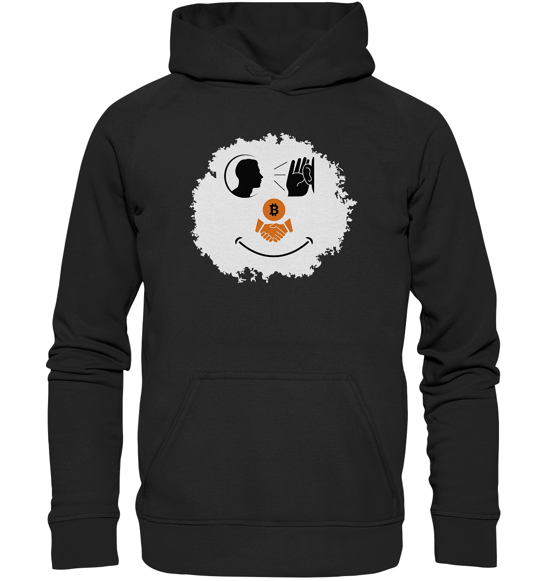 Smiley listen to Bitcoin handshake - (Ladies Collection 21% Rabatt bis zum Halving 2024)  - Basic Unisex Hoodie