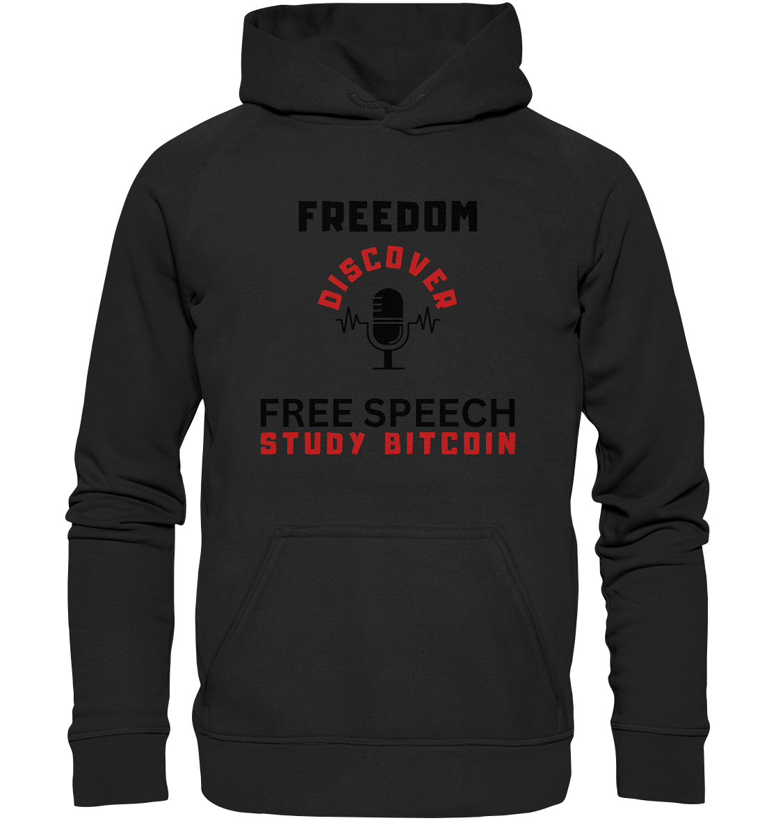 FREEDOM (Mikrofon) DISCOVER FREE SPEECH, STUDY BITCOIN   - Basic Unisex Hoodie