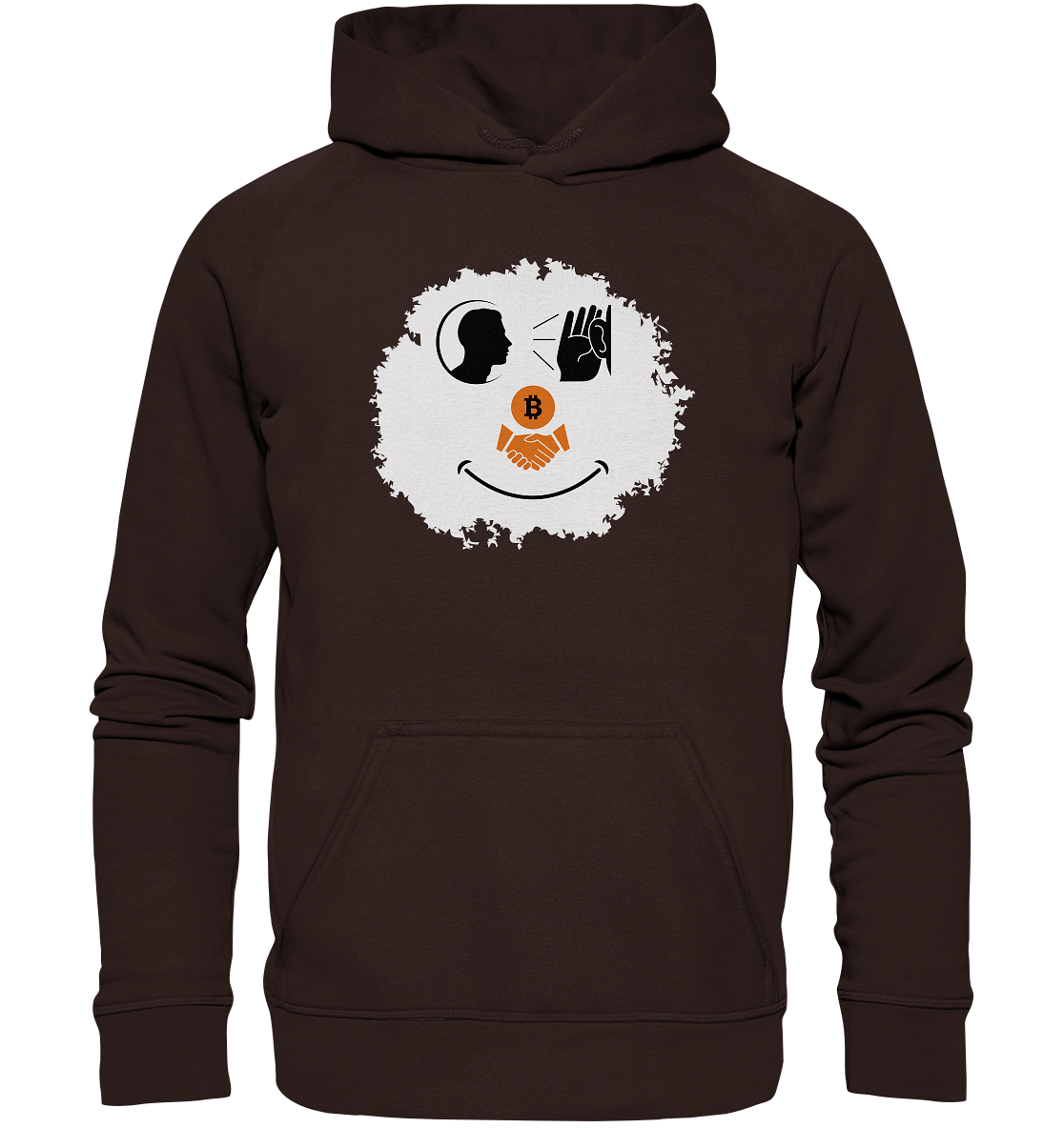 Smiley listen to Bitcoin handshake - (Ladies Collection 21% Rabatt bis zum Halving 2024)  - Basic Unisex Hoodie