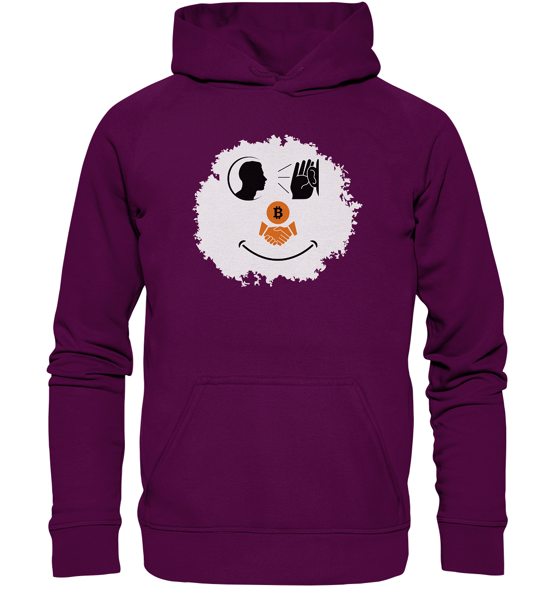 Smiley listen to Bitcoin handshake - (Ladies Collection 21% Rabatt bis zum Halving 2024)  - Basic Unisex Hoodie