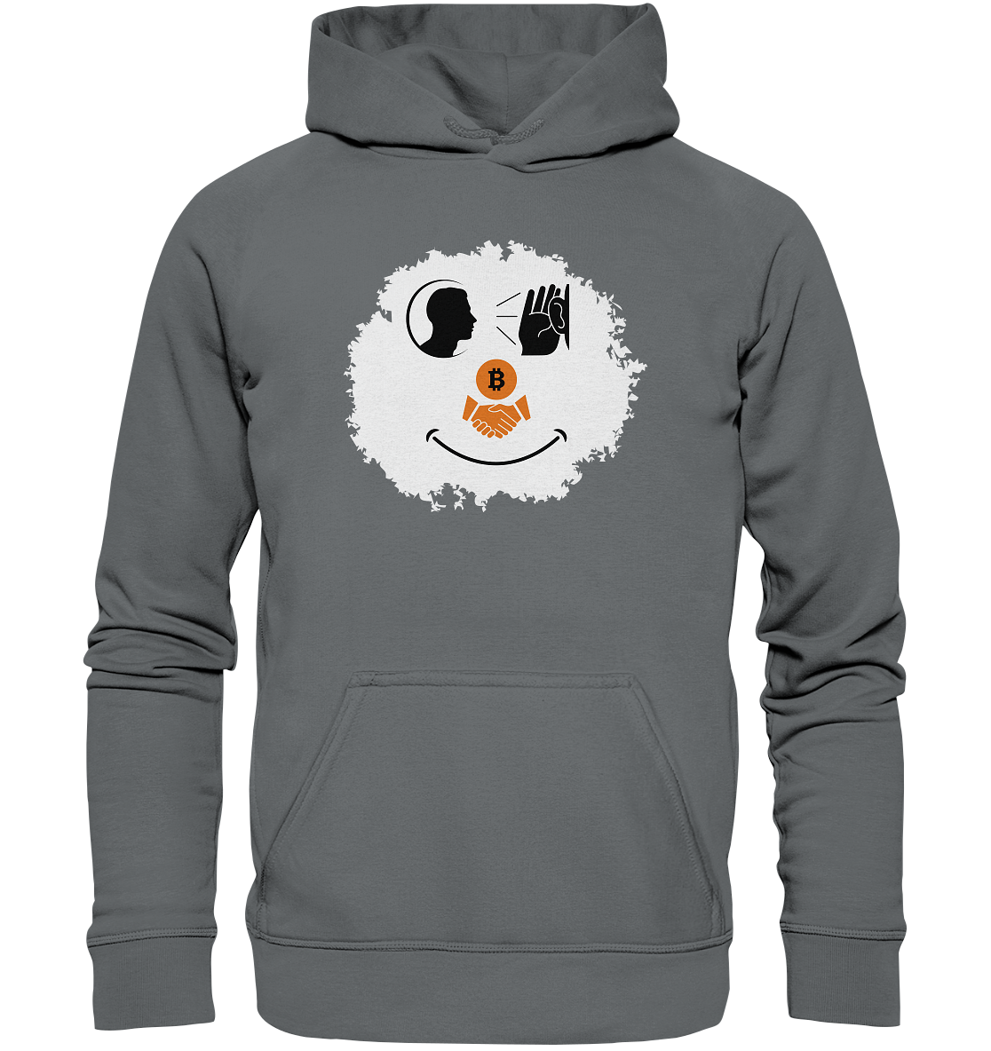 Smiley listen to Bitcoin handshake - (Ladies Collection 21% Rabatt bis zum Halving 2024)  - Basic Unisex Hoodie