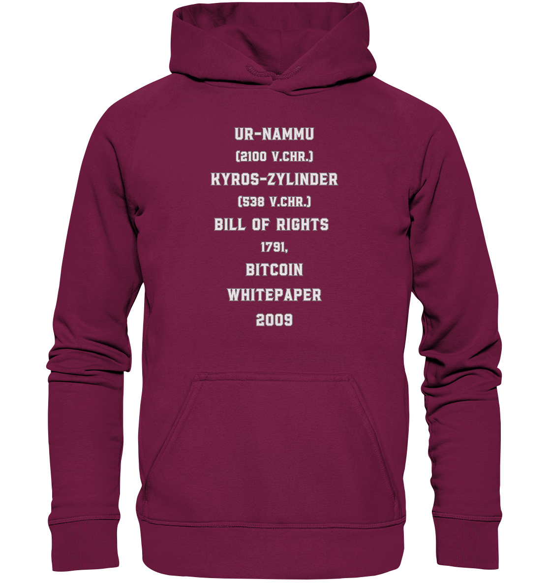 UR-NAMMU, KYROS-ZYLINDER, BILL OF RIGHTS, BITCOIN WHITEPAPER - Basic Unisex Hoodie