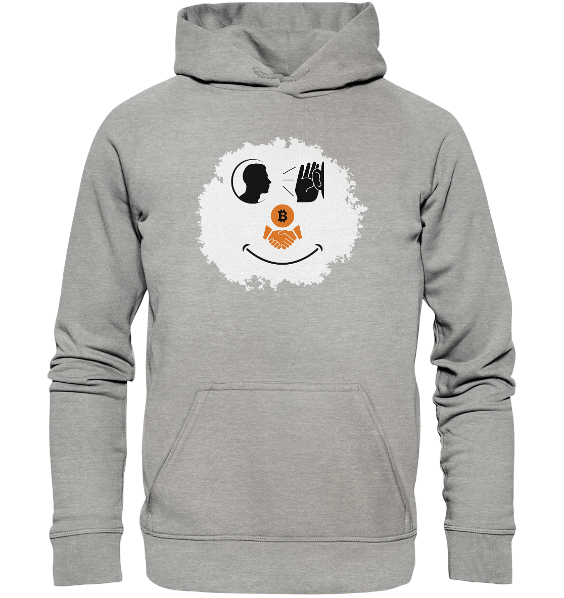 Smiley listen to Bitcoin handshake - (Ladies Collection 21% Rabatt bis zum Halving 2024)  - Basic Unisex Hoodie