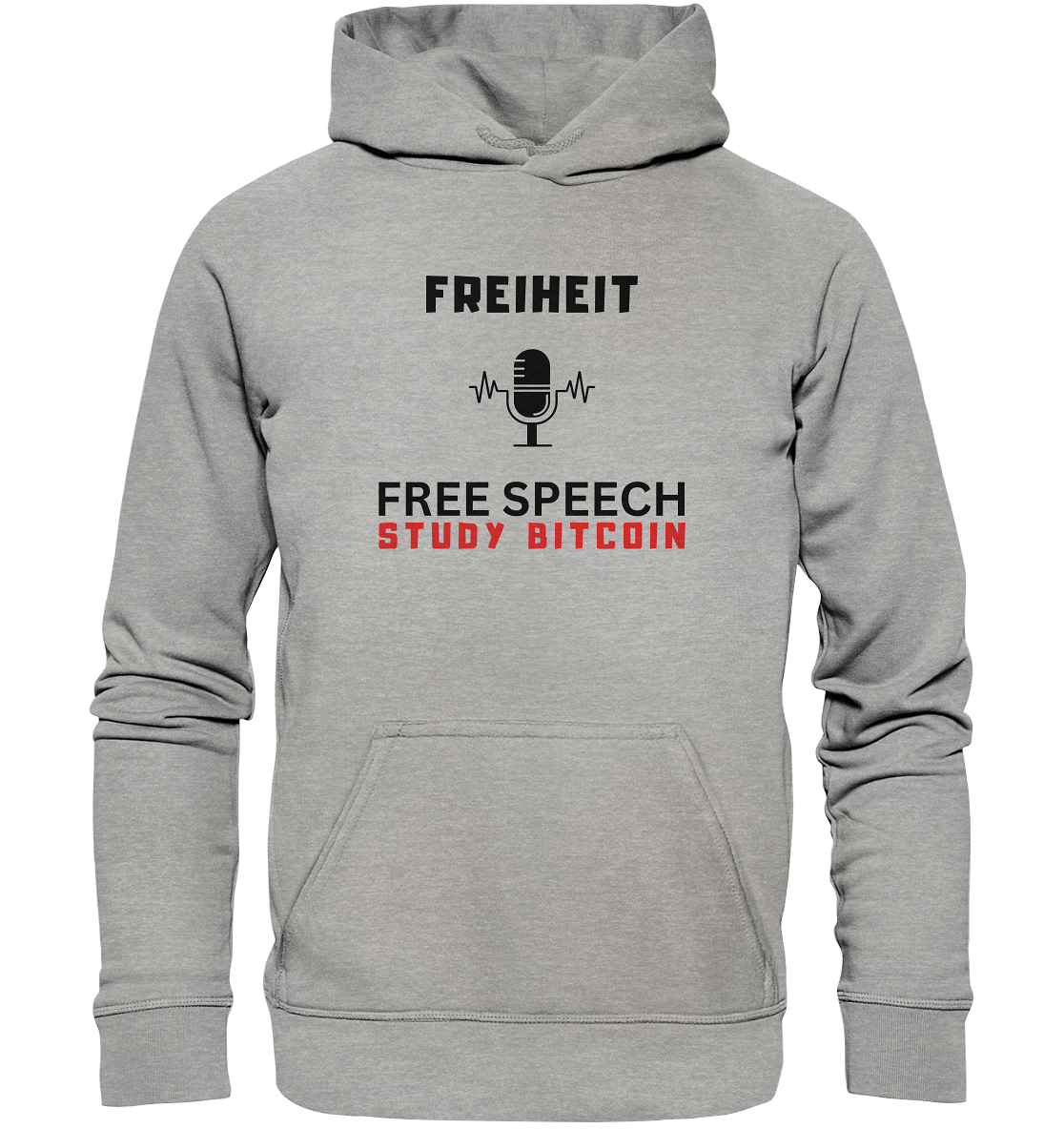 FREIHEIT (Mikrofon) FREE SPEECH, STUDY BITCOIN  - Basic Unisex Hoodie