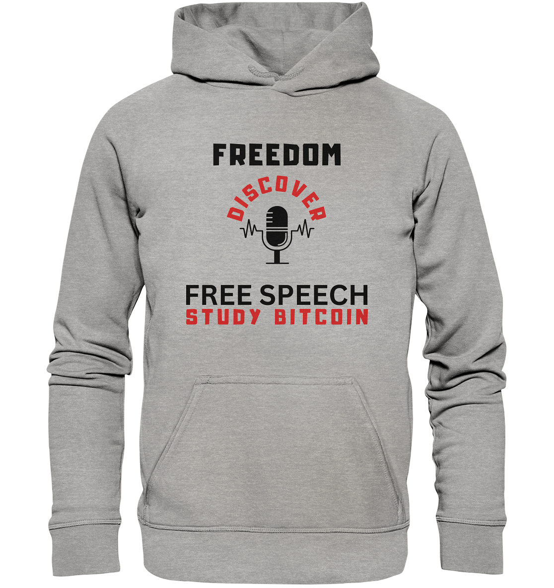 FREEDOM (Mikrofon) DISCOVER FREE SPEECH, STUDY BITCOIN   - Basic Unisex Hoodie