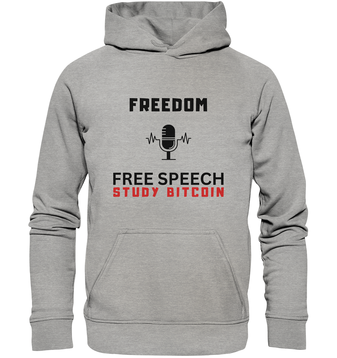 FREEDOM (Mikrofon) FREE SPEECH, STUDY BITCOIN  - Basic Unisex Hoodie
