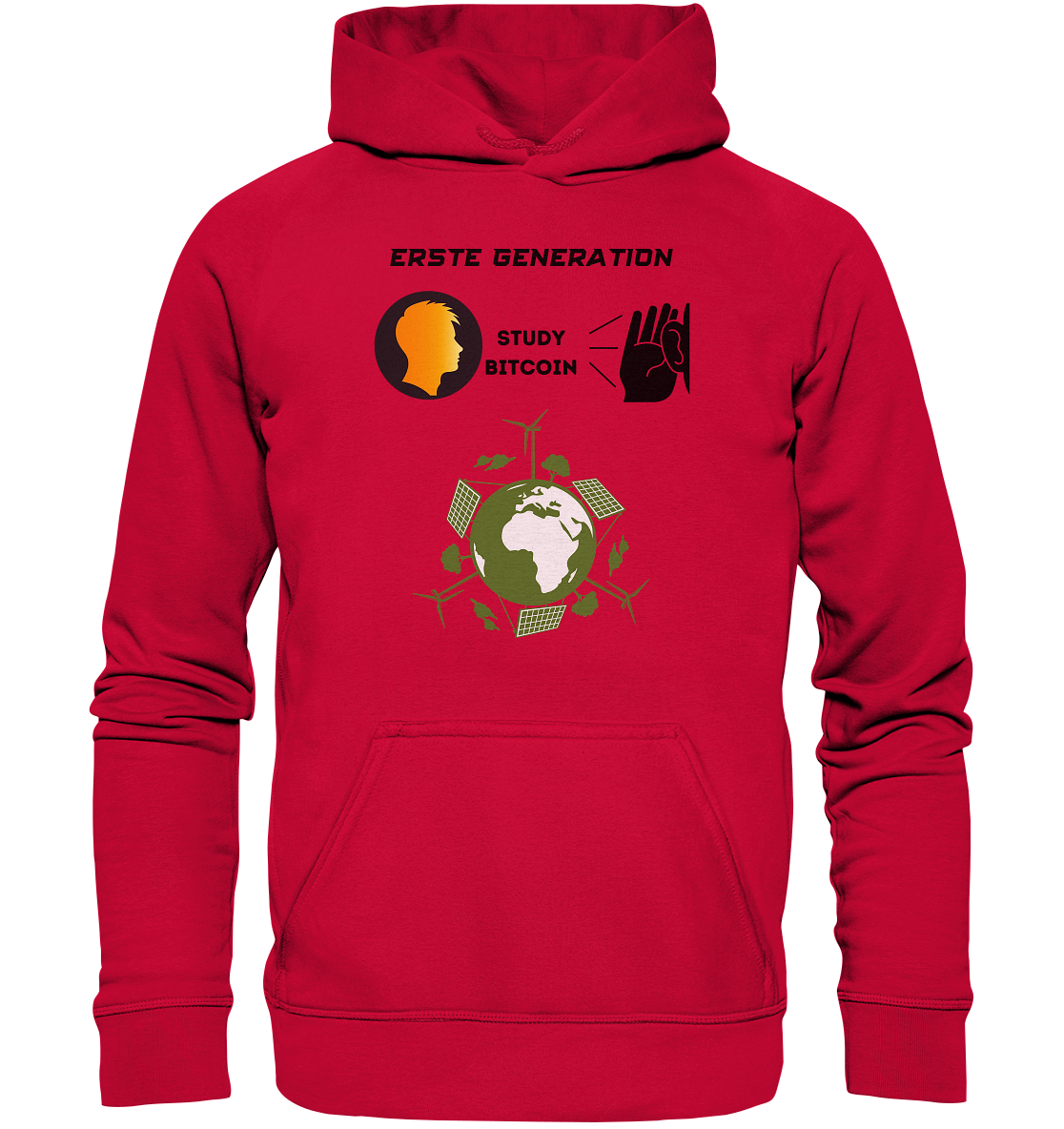 ERSTE (BITCOIN) GENERATION - STUDY BITCOIN (green world Grafik) - LADIES COLLECTION 21% automat. Rabatt bis zum Halving 2024  - Basic Unisex Hoodie