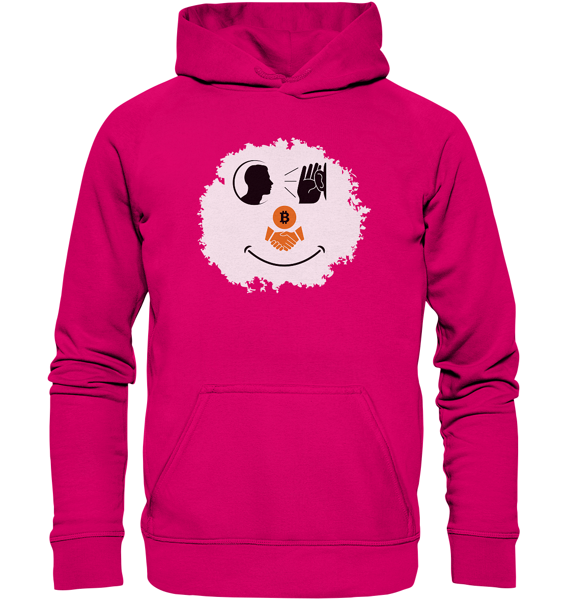 Smiley listen to Bitcoin handshake - (Ladies Collection 21% Rabatt bis zum Halving 2024)  - Basic Unisex Hoodie