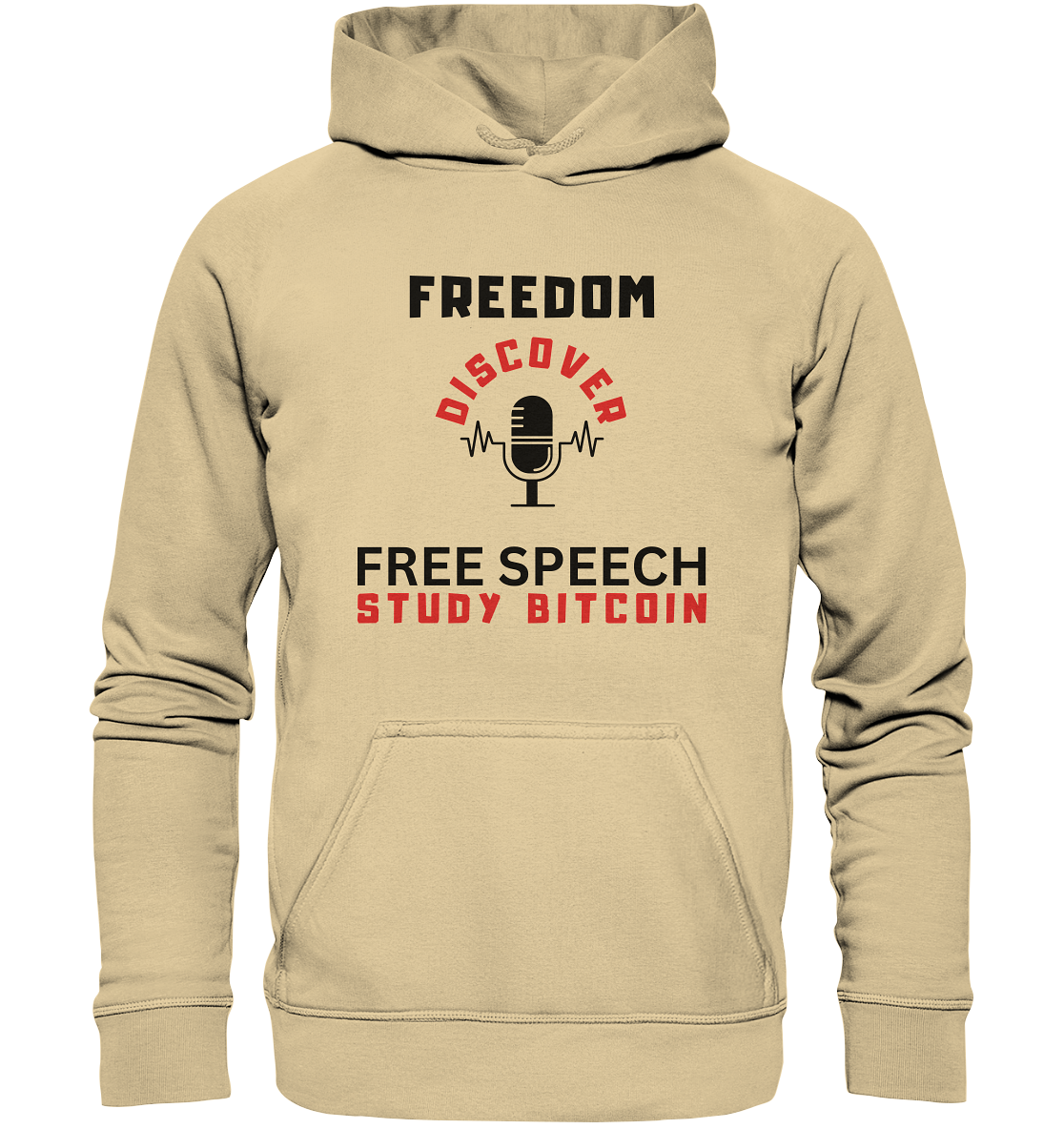 FREEDOM (Mikrofon) DISCOVER FREE SPEECH, STUDY BITCOIN   - Basic Unisex Hoodie