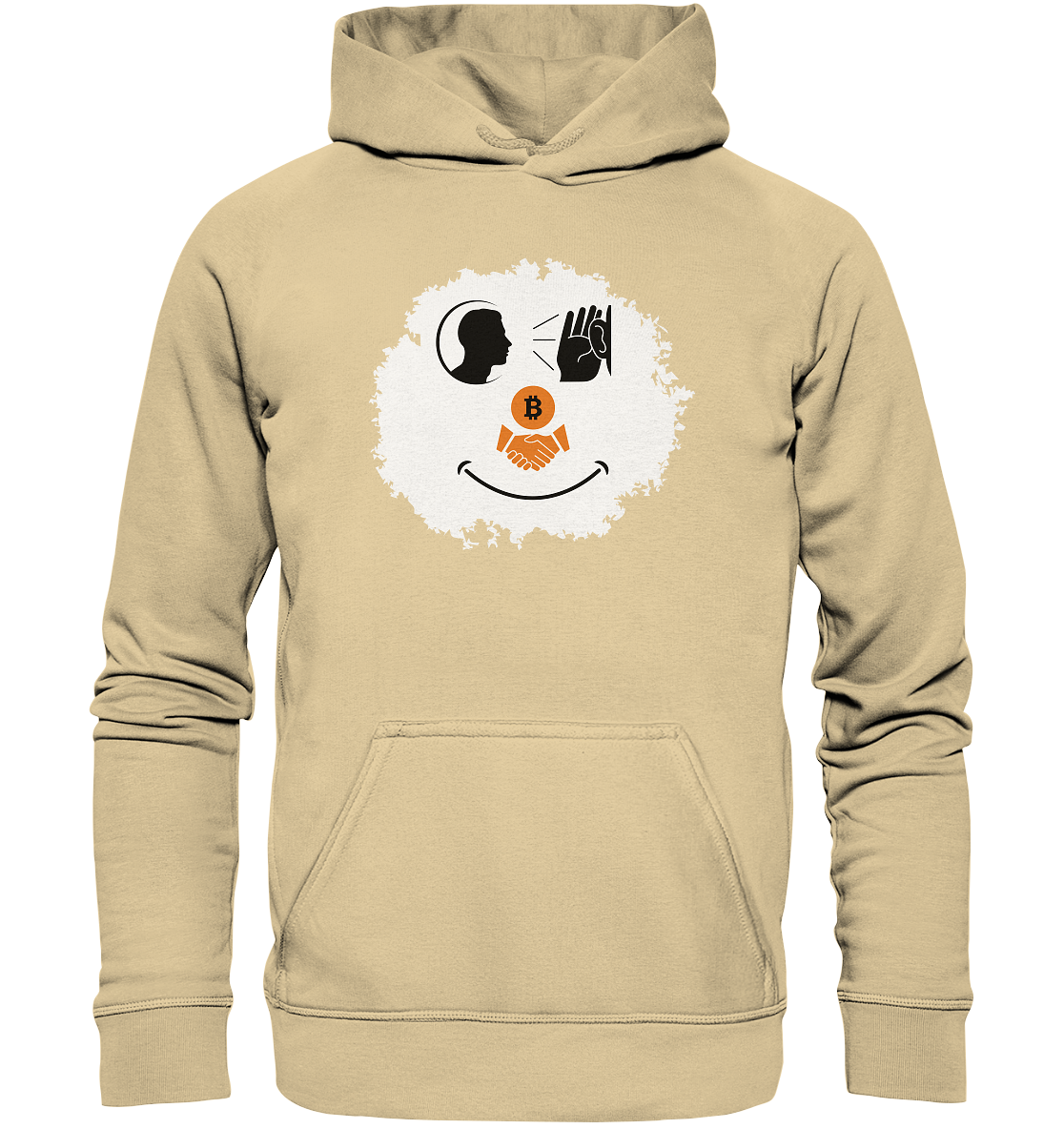 Smiley listen to Bitcoin handshake - (Ladies Collection 21% Rabatt bis zum Halving 2024)  - Basic Unisex Hoodie