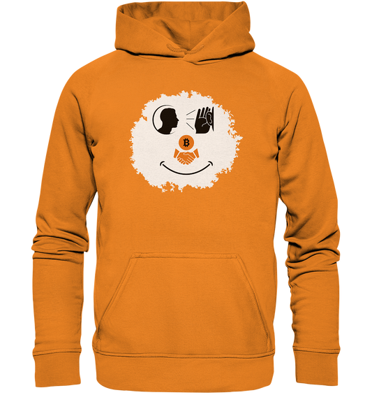 Smiley listen to Bitcoin handshake - (Ladies Collection 21% Rabatt bis zum Halving 2024)  - Basic Unisex Hoodie