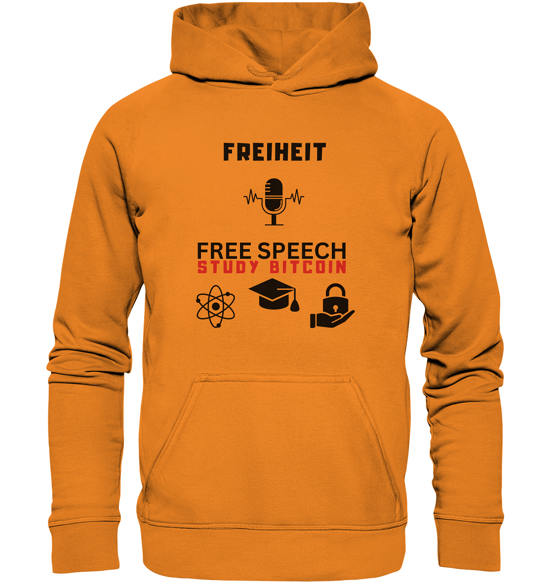FREIHEIT (Mikrofon) FREE SPEECH, STUDY BITCOIN (+ 3 Grafiken) - Basic Unisex Hoodie