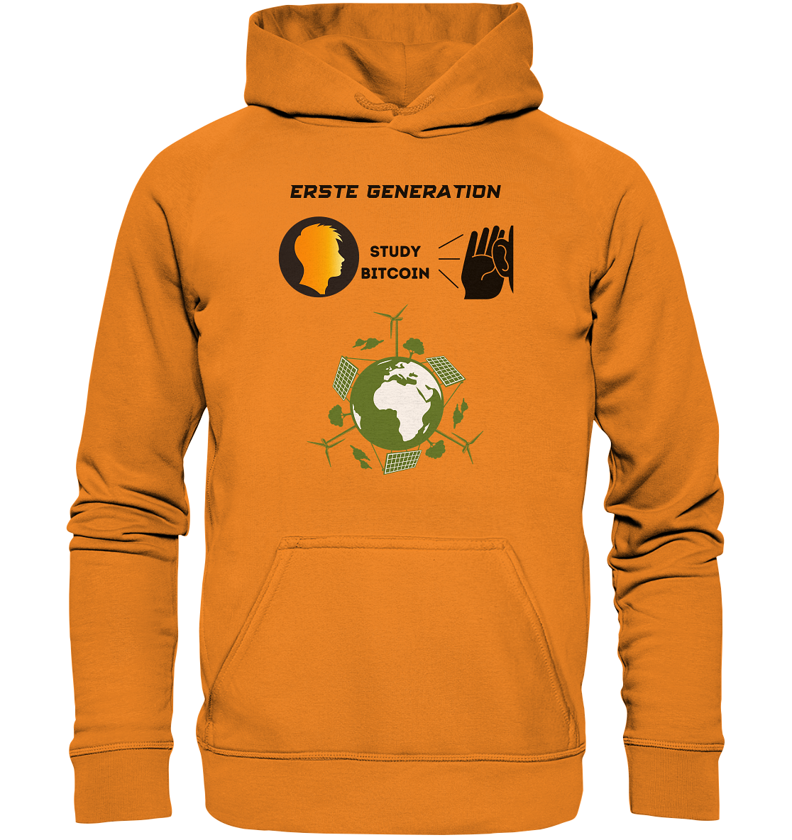 ERSTE (BITCOIN) GENERATION - STUDY BITCOIN (green world Grafik) - LADIES COLLECTION 21% automat. Rabatt bis zum Halving 2024  - Basic Unisex Hoodie