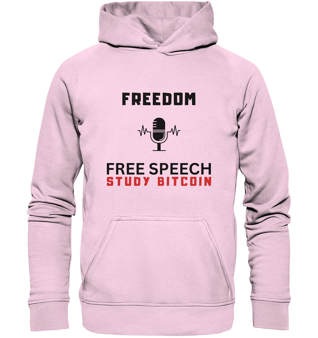 FREEDOM (Mikrofon) FREE SPEECH, STUDY BITCOIN  - Basic Unisex Hoodie