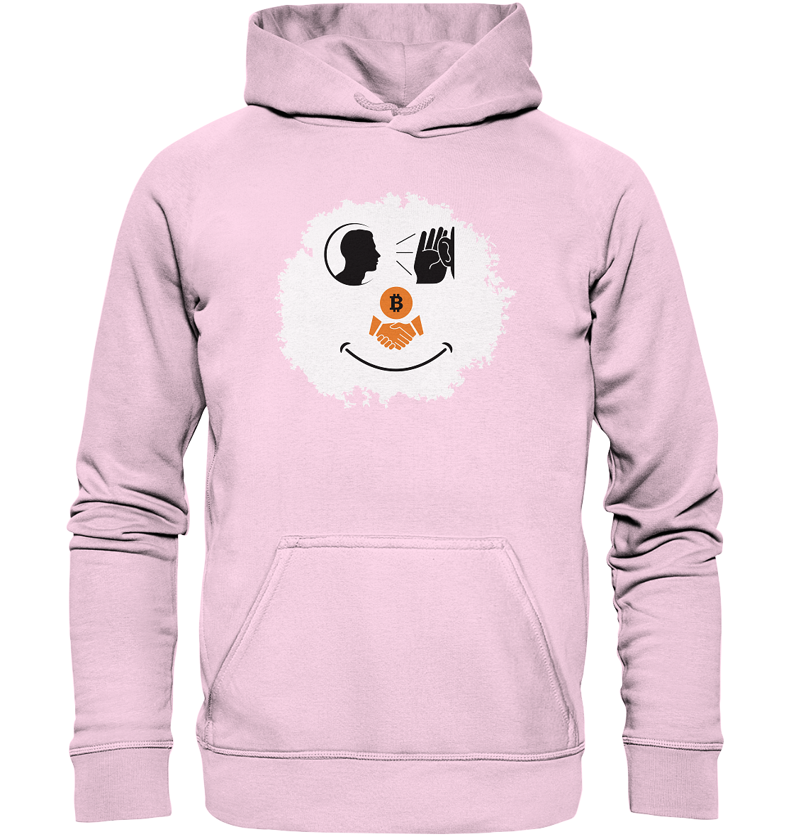 Smiley listen to Bitcoin handshake - (Ladies Collection 21% Rabatt bis zum Halving 2024)  - Basic Unisex Hoodie
