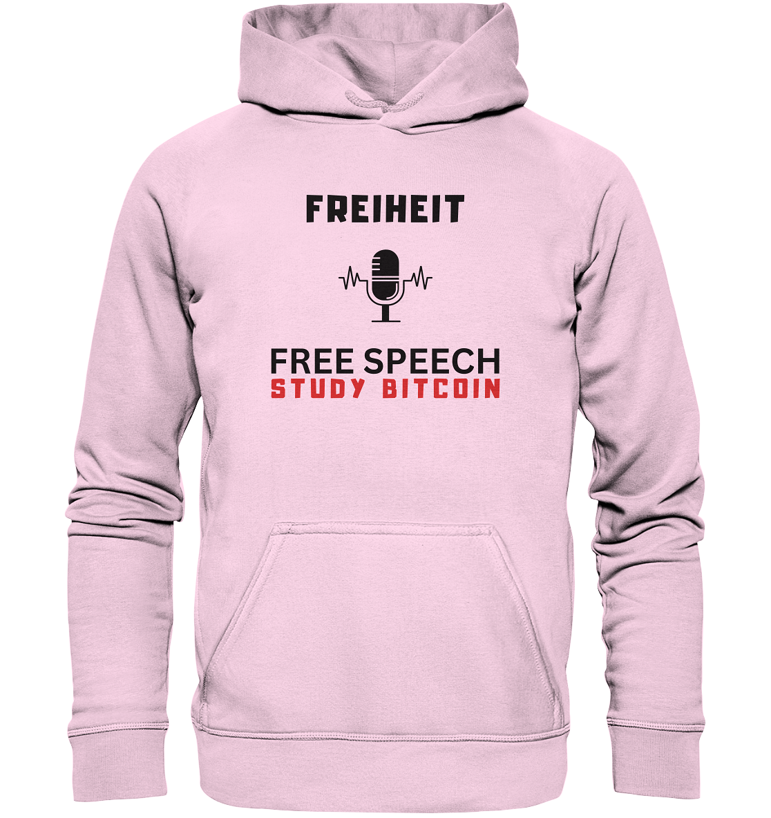 FREIHEIT (Mikrofon) FREE SPEECH, STUDY BITCOIN - LADIES COLLECTION 21% automat. Rabatt bis zum Halving 2024   - Basic Unisex Hoodie