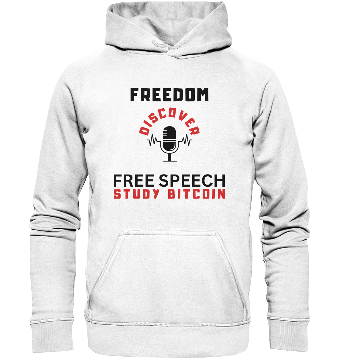 FREEDOM (Mikrofon) DISCOVER FREE SPEECH, STUDY BITCOIN   - Basic Unisex Hoodie
