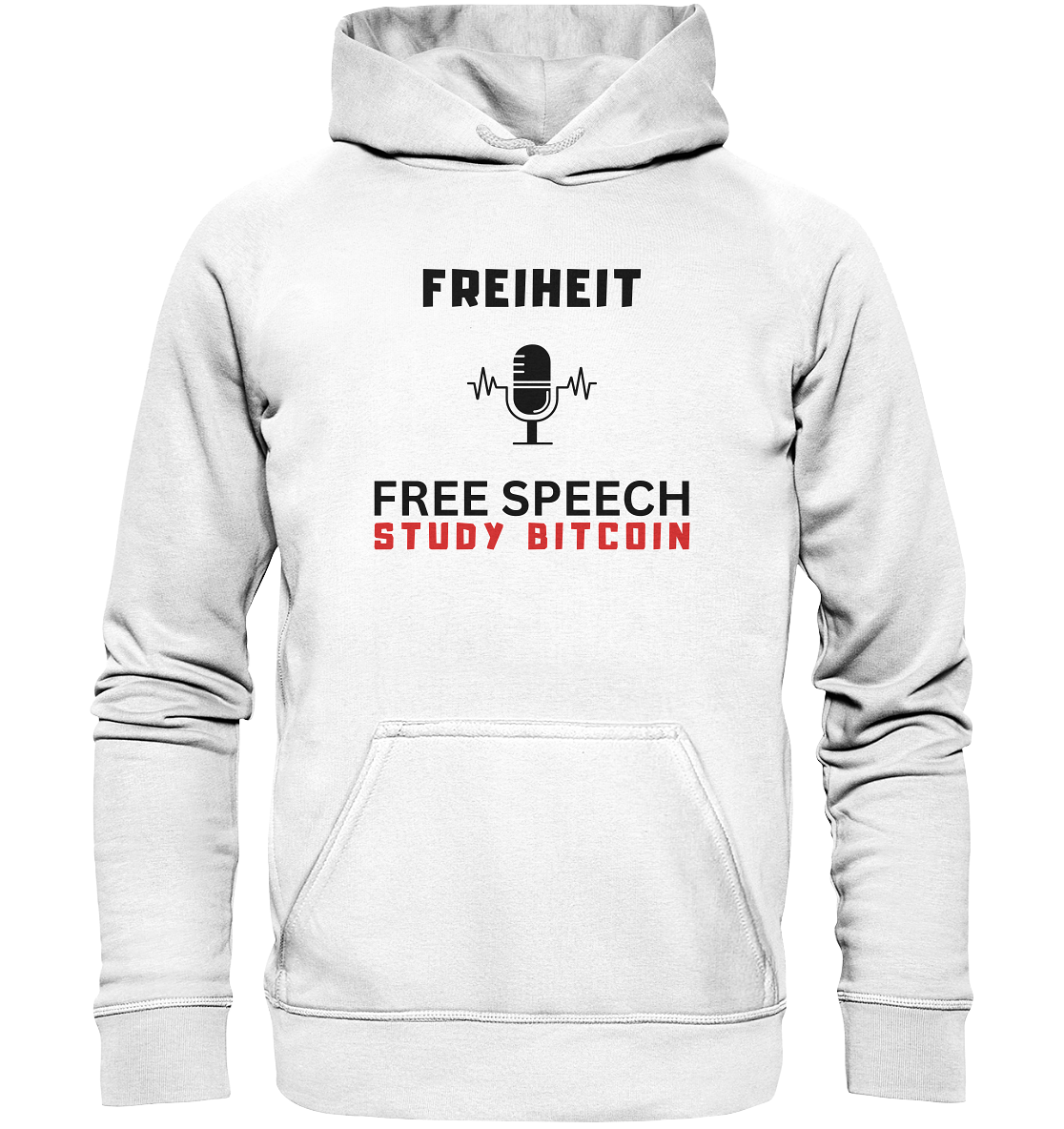 FREIHEIT (Mikrofon) FREE SPEECH, STUDY BITCOIN - LADIES COLLECTION 21% automat. Rabatt bis zum Halving 2024   - Basic Unisex Hoodie