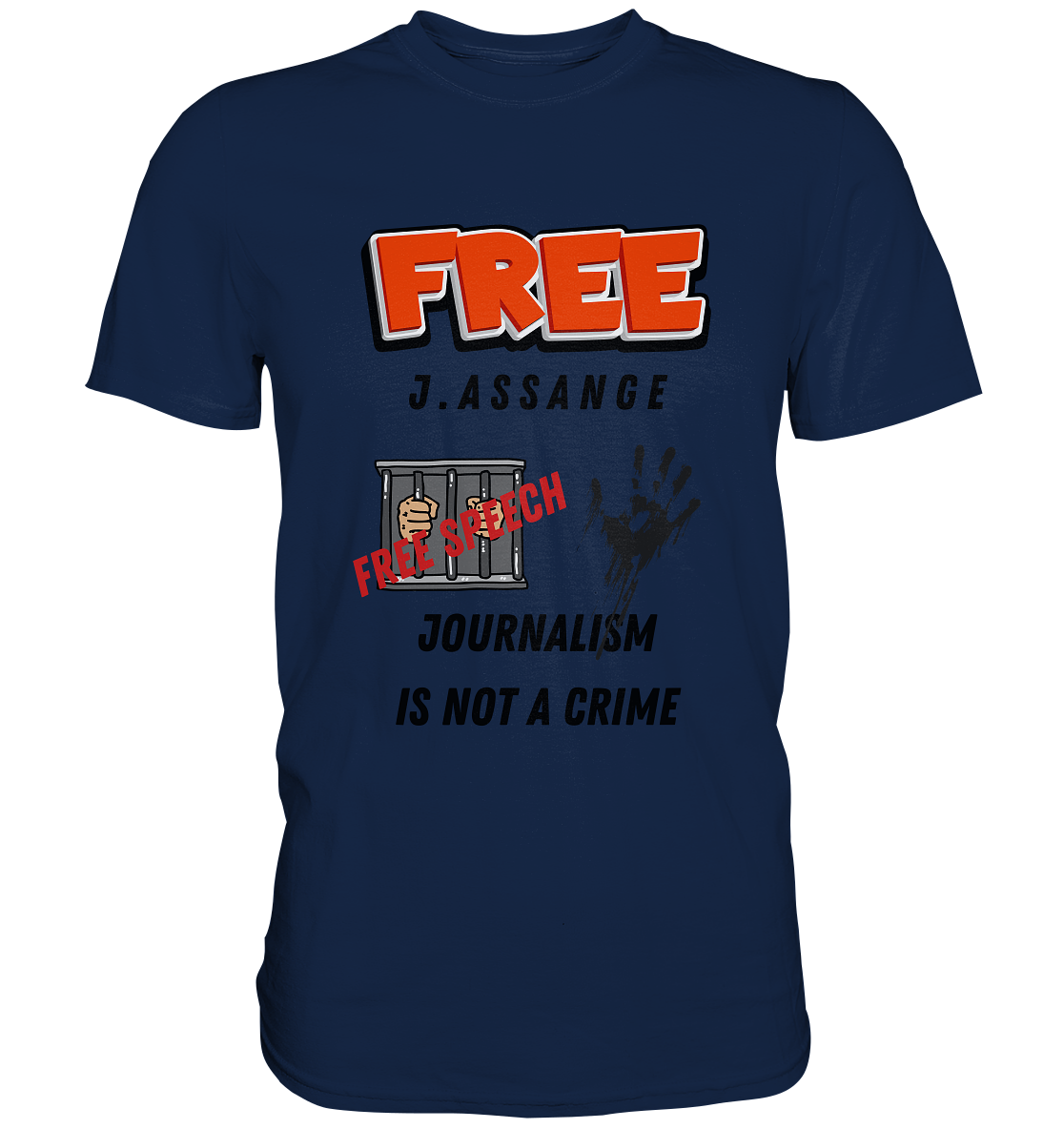 FREE J.ASSANGE - JOURNALISM IS NOT A CRIME, FREE SPEECH (2 GRAFIKEN)  - Classic Shirt