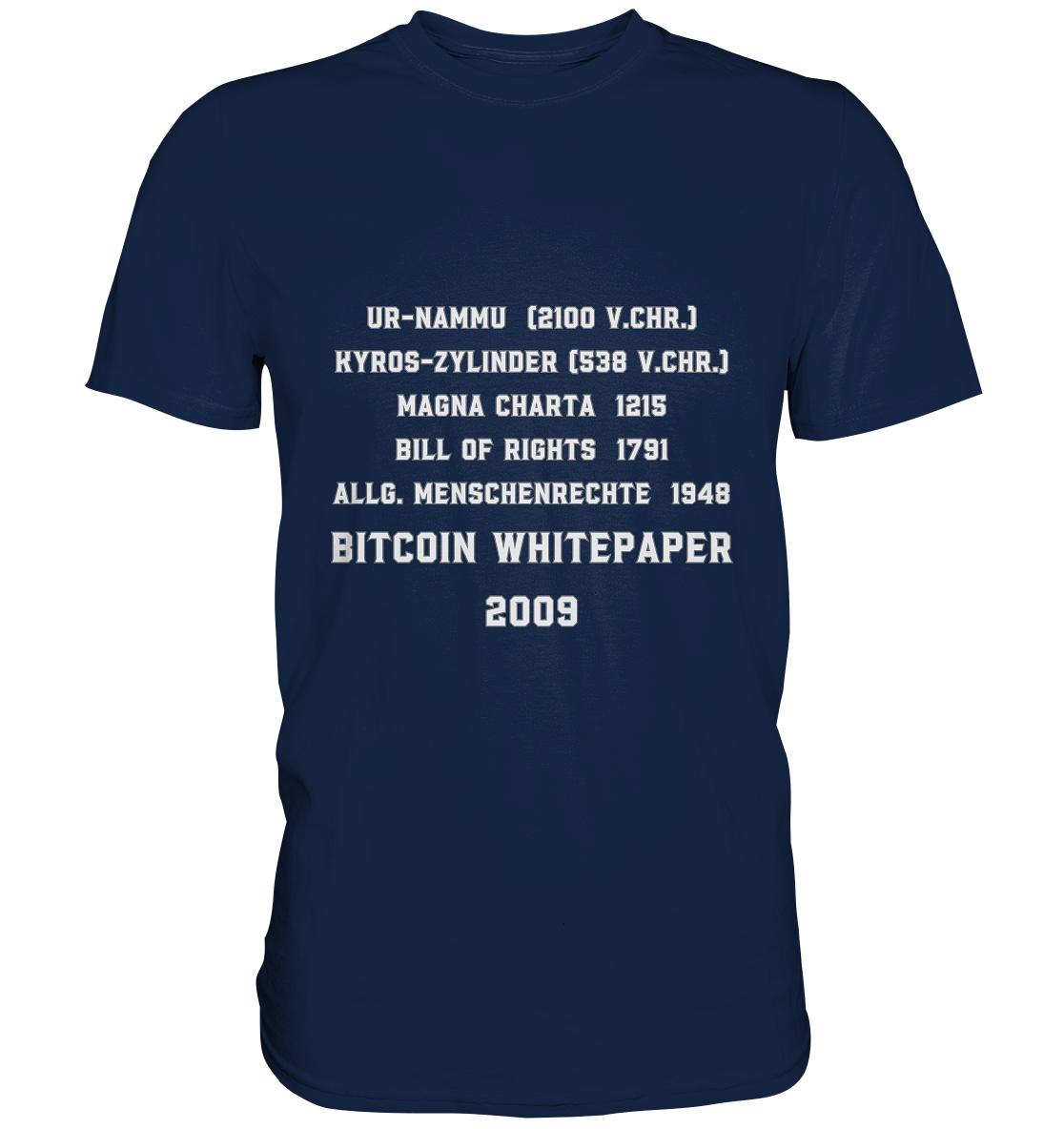 Wichtigste Dokumente der Welt bis zum BITCOIN Whitepaper (2009) - Classic Shirt