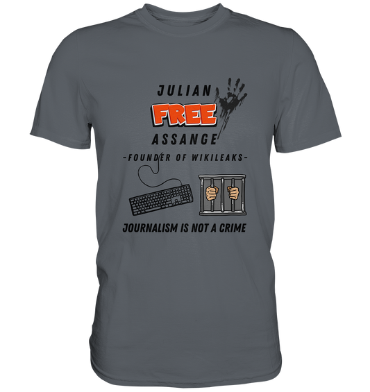 JULIAN FREE ASSANGE - FOUNDER OF WIKILEAKS - JOURNALISM IS NOT A CRIME (GRAFIKEN, Tastatur, Zelle, Hand))  - Classic Shirt
