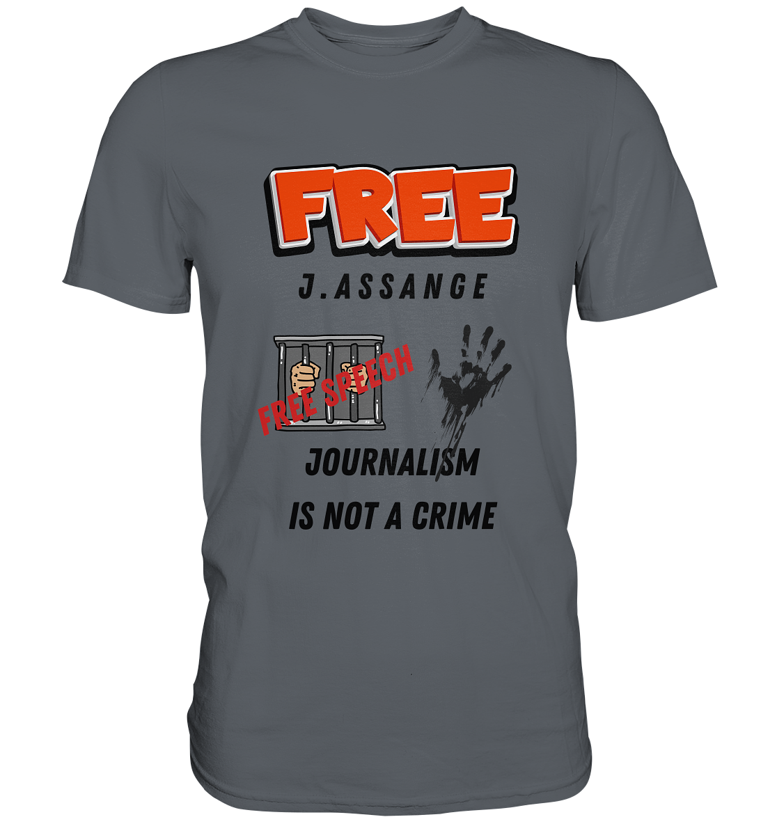 FREE J.ASSANGE - JOURNALISM IS NOT A CRIME, FREE SPEECH (2 GRAFIKEN)  - Classic Shirt