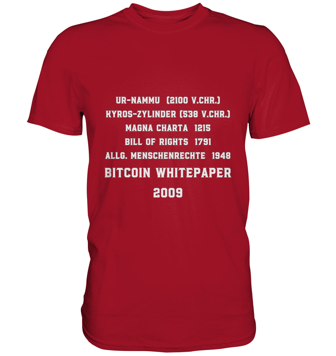 Wichtigste Dokumente der Welt bis zum BITCOIN Whitepaper (2009) - Classic Shirt