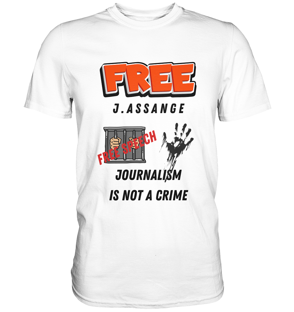 FREE J.ASSANGE - JOURNALISM IS NOT A CRIME, FREE SPEECH (2 GRAFIKEN)  - Classic Shirt