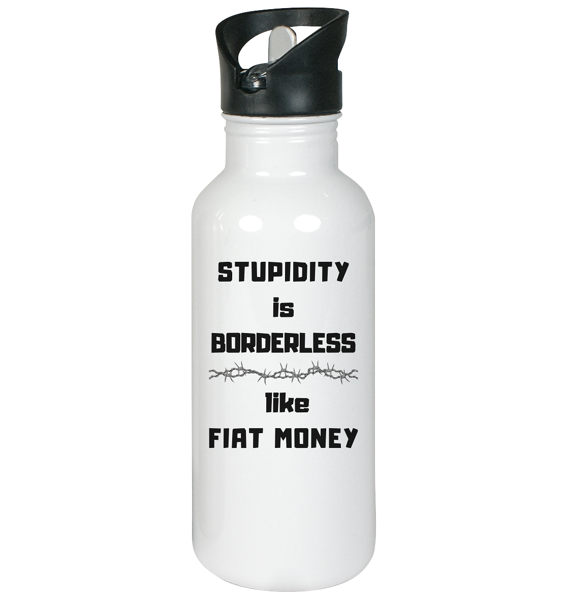 STUPIDITY is BORDERLESS like FIAT MONEY (OHNE Flüster-Grafik) - Edelstahl-Trinkflasche