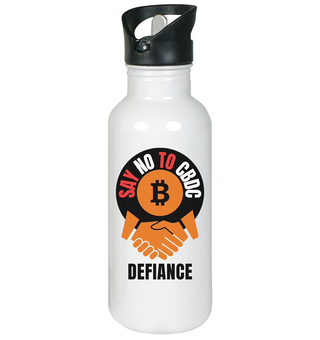 SAY NO TO CBDC (handshake) DEFIANCE - Edelstahl-Trinkflasche