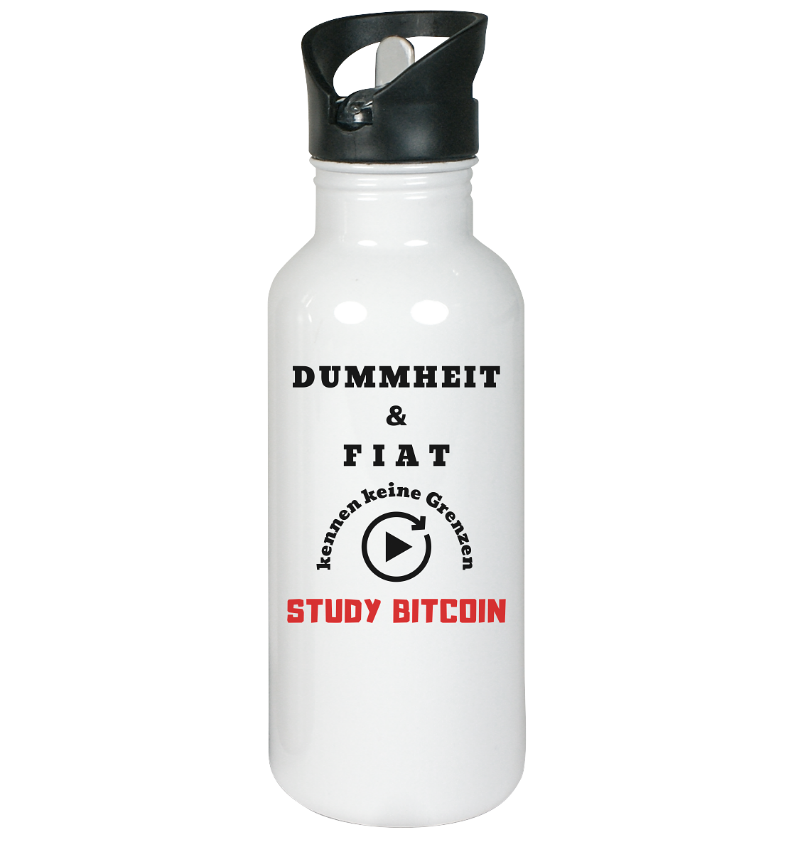 DUMMHEIT & FIAT kennen keine Genzen - STUDY BITCOIN - Edelstahl-Trinkflasche