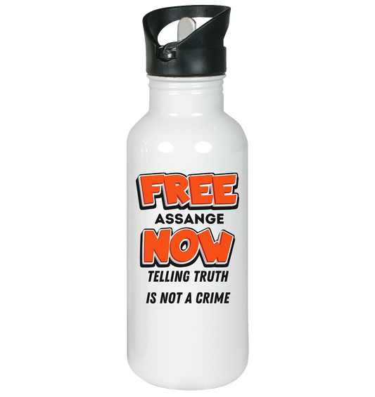 FREE ASSANGE NOW - TELLING TRUTH IS NOT A CRIME - Edelstahl-Trinkflasche