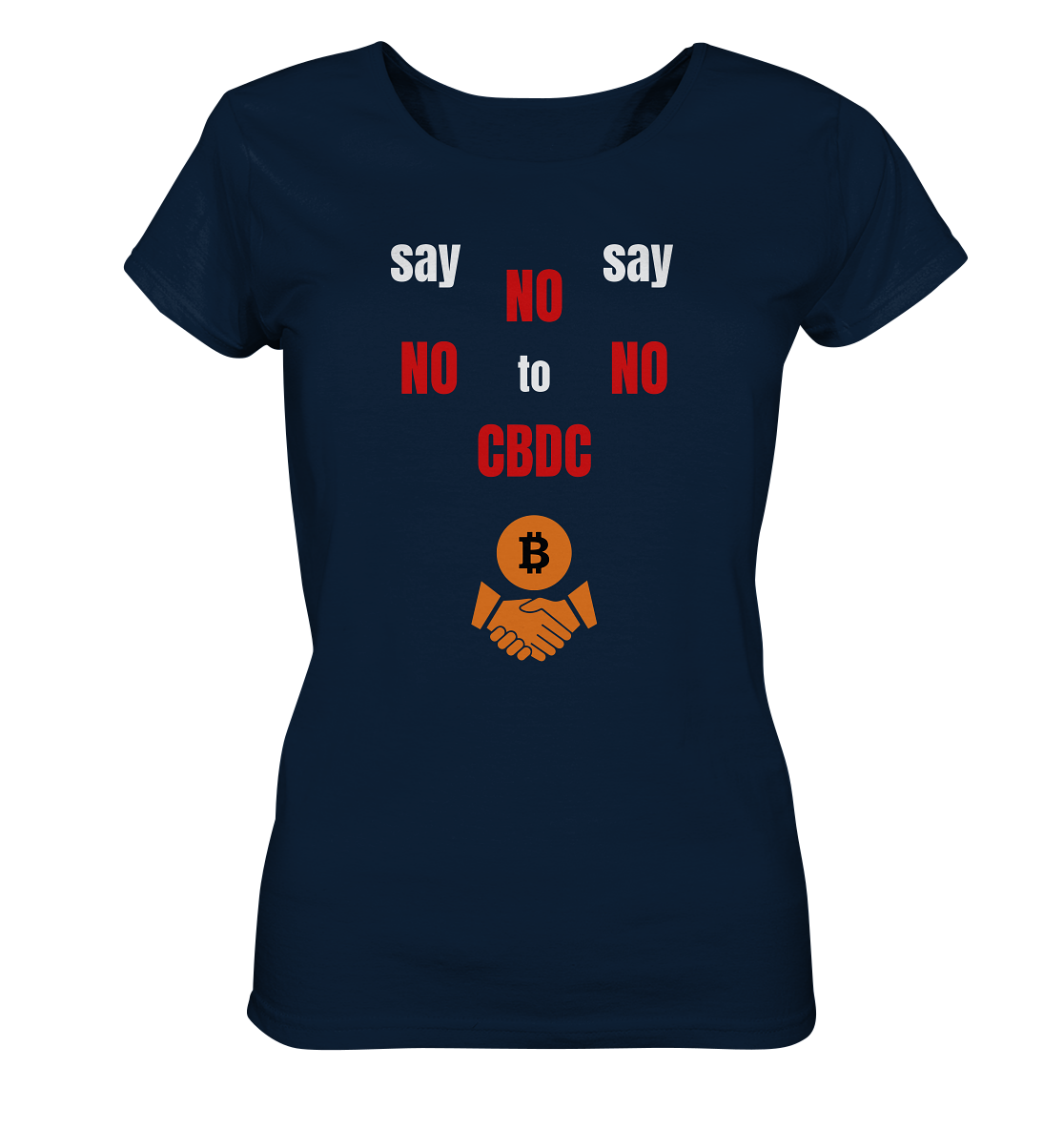 SAY NO NO NO to CBDC - (Ladies Collection 21% Rabatt bis zum Halving 2024) - Ladies Organic Basic Shirt