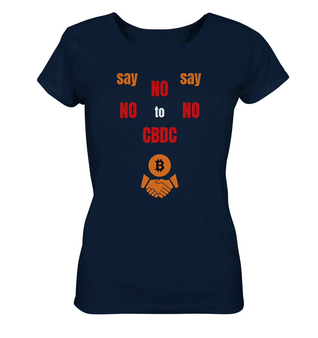 say NO NO NO to CBDC - orange / weiss / rot (Ladies Collection 21% Rabatt bis zum Halving 2024) - Ladies Organic Basic Shirt