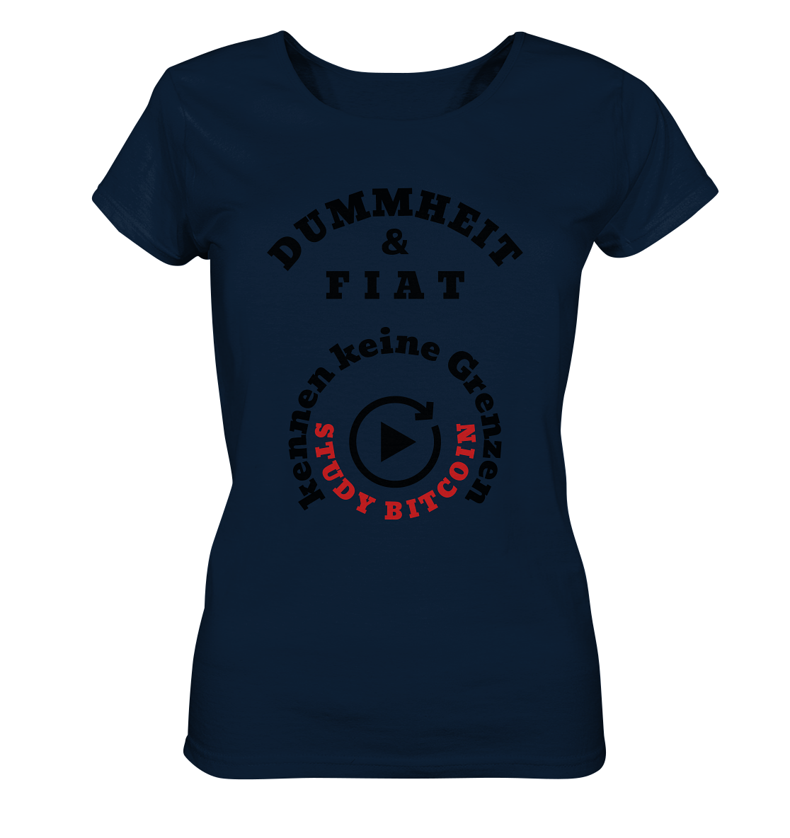 DUMMHEIT & FIAT kennen keine Grenzen - STUDY BITCOIN (rund in rund) # ENDLOS-PLAYBUTTON - Ladies Collection 21% Rabatt bis zum Halving 2024  - Ladies Organic Basic Shirt