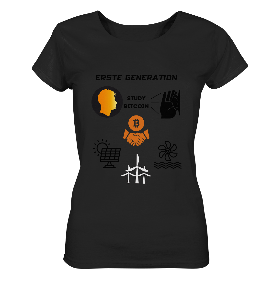 ERSTE (BITCOIN) GENERATION - STUDY BITCOIN (3 grüne Energie Grafiken) - LADIES COLLECTION 21% automat. Rabatt bis zum Halving 2024   - Ladies Organic Basic Shirt